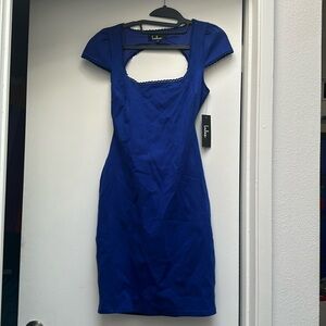 New Lulus blue backless body-con cocktail party dress